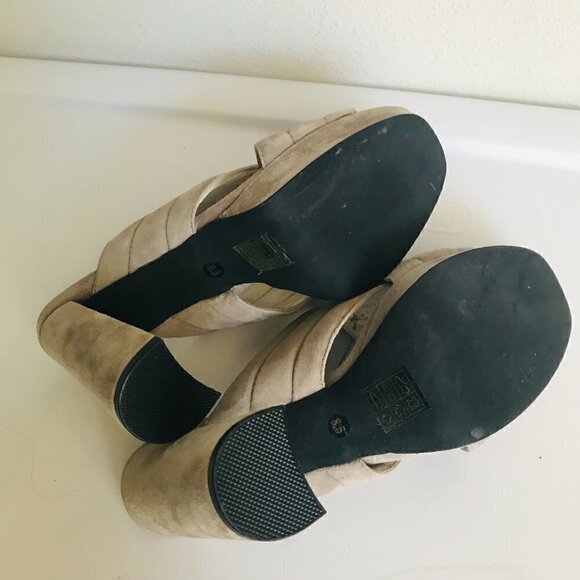 Jeffrey Campbell Taupe Suede Crisscross Slide Platform Sandal Size 8.5 - Picture 6 of 8